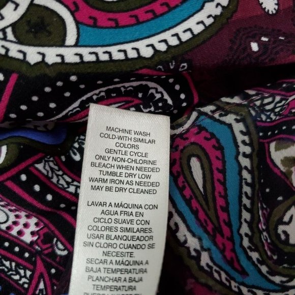 Chico's Top Size XL Petite Paisley Ruffle Stretch Long Sleeve Casual Multi - Picture 6 of 6